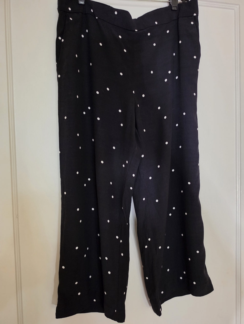 LOFT Black with White Polka Dot Wide-Leg Pants